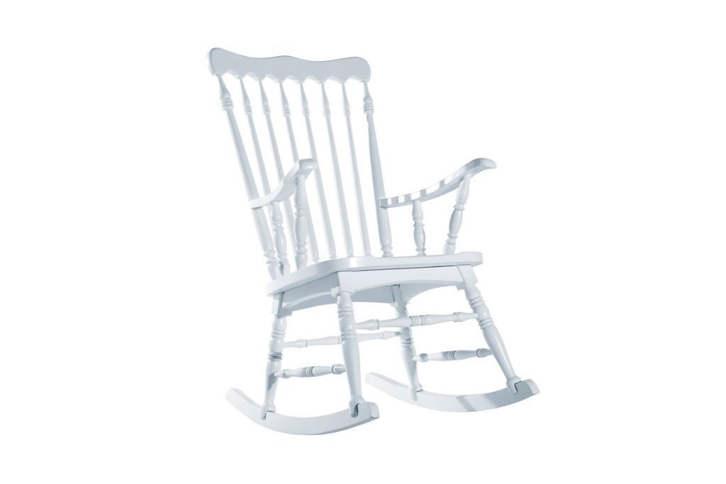 a white rocking chair