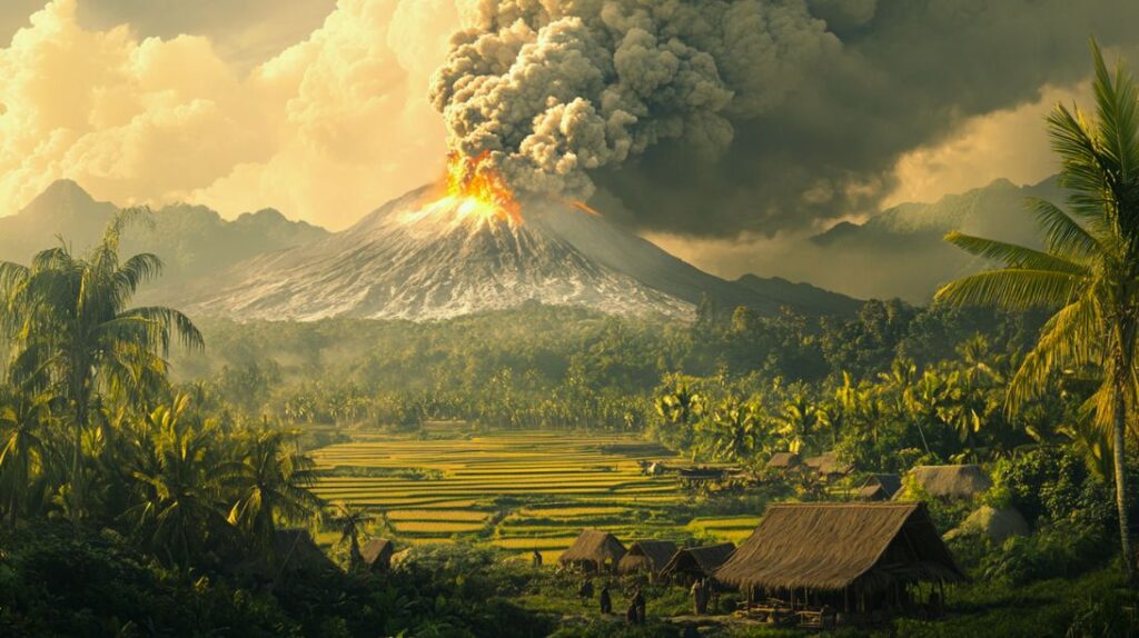 Mt Tambora Volcano erupting 1816
